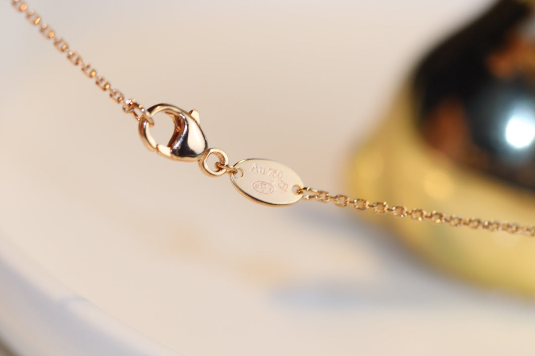 [ORA]JEUX MALACHITE 1 DIAMOND PINK GOLD NECKLACE