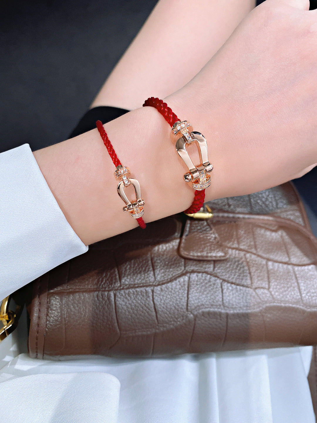 [ORA]FORCE 10 HALF DIAMOND PINK GOLD RED CORDERI LARGE AND MEDIUM MODEL