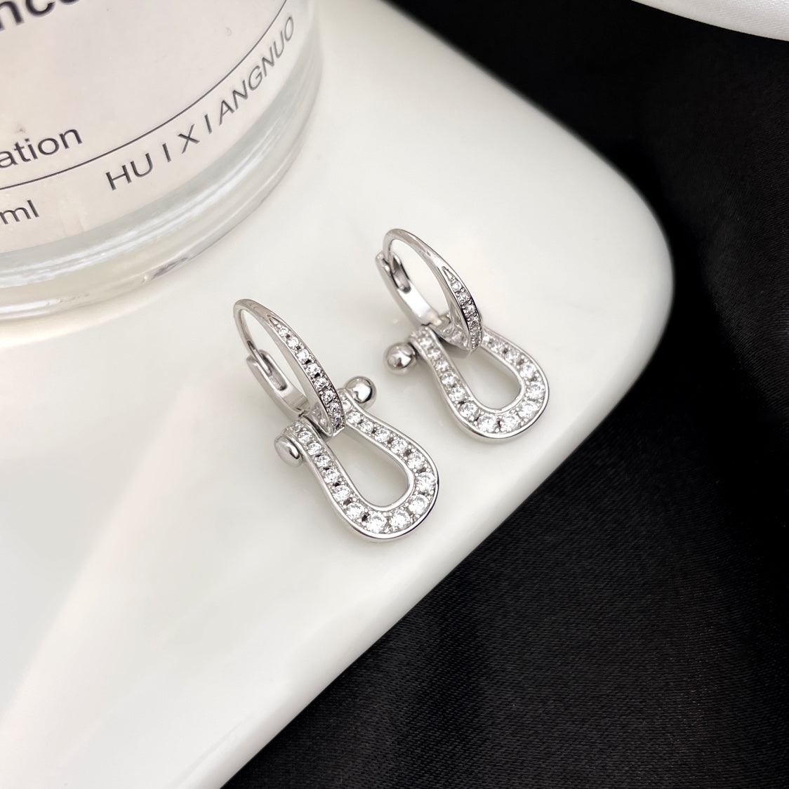 [ORA]FORCE 10 FULL DIAMOND DROP EARRINGS MEDIUM MODEL