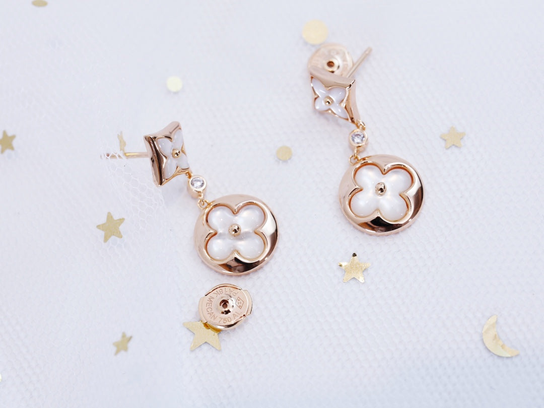 [ORA]STAR AND SUN PINK GOLD MOP DROP EARRINGS