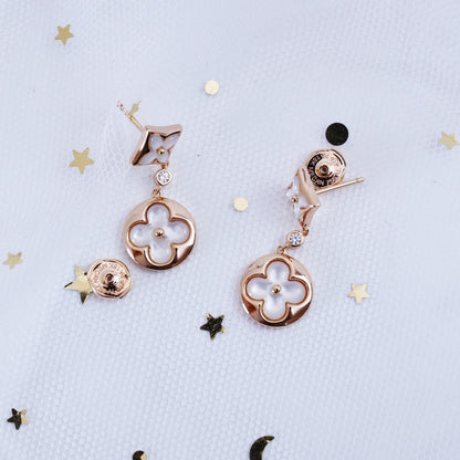 [ORA]STAR AND SUN PINK GOLD MOP DROP EARRINGS