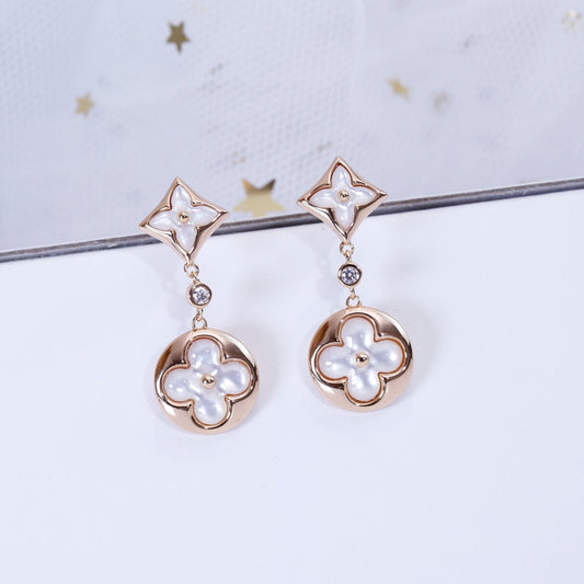 [ORA]STAR AND SUN PINK GOLD MOP DROP EARRINGS