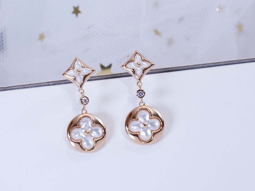 [ORA]STAR AND SUN PINK GOLD MOP DROP EARRINGS