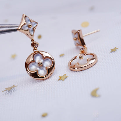[ORA]STAR AND SUN PINK GOLD MOP DROP EARRINGS