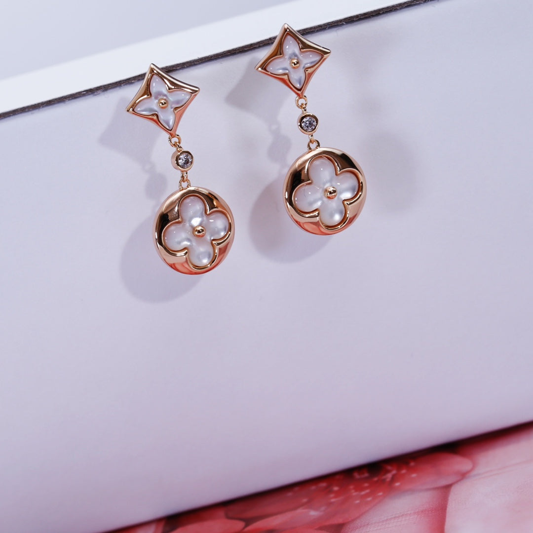 [ORA]STAR AND SUN PINK GOLD MOP DROP EARRINGS