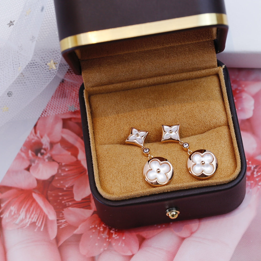[ORA]STAR AND SUN PINK GOLD MOP DROP EARRINGS