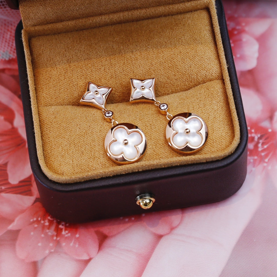 [ORA]STAR AND SUN PINK GOLD MOP DROP EARRINGS