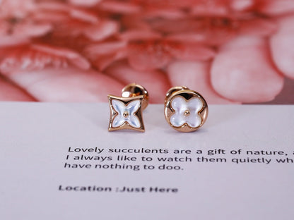 [ORA]STAR AND SUN PINK GOLD MOP STUD EARRINGS