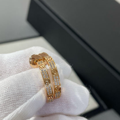 [ORA]LOVE DIAMOND PINK GOLD HOOP EARRINGS
