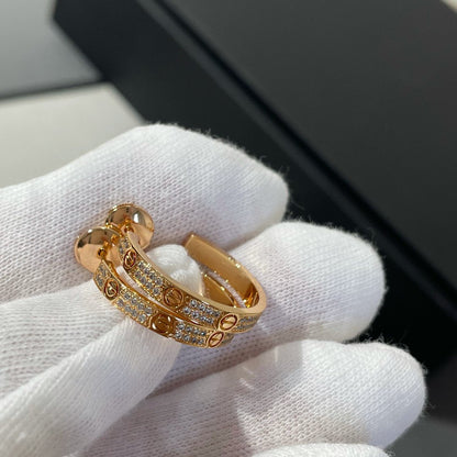 [ORA]LOVE DIAMOND PINK GOLD HOOP EARRINGS