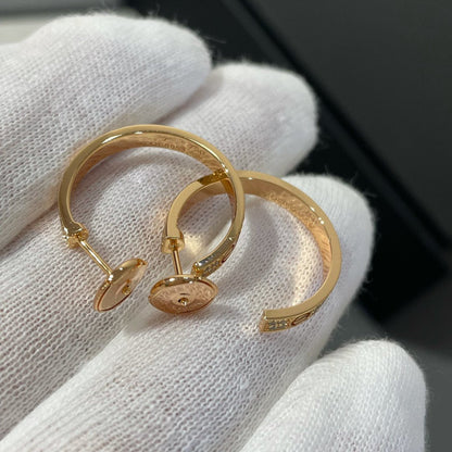 [ORA]LOVE DIAMOND PINK GOLD HOOP EARRINGS