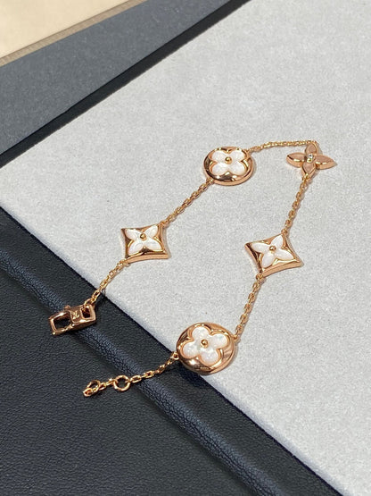 [ORA]STAR AND SUN 5 MOTIF MOP PINK GOLD BRACELET
