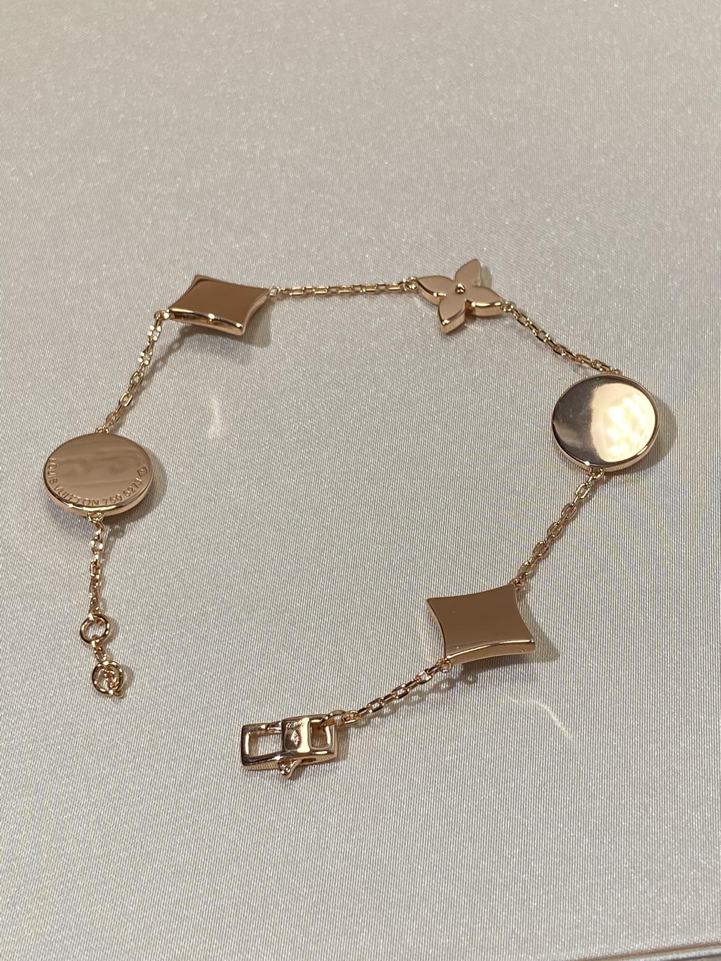 [ORA]STAR AND SUN 5 MOTIF MOP PINK GOLD BRACELET