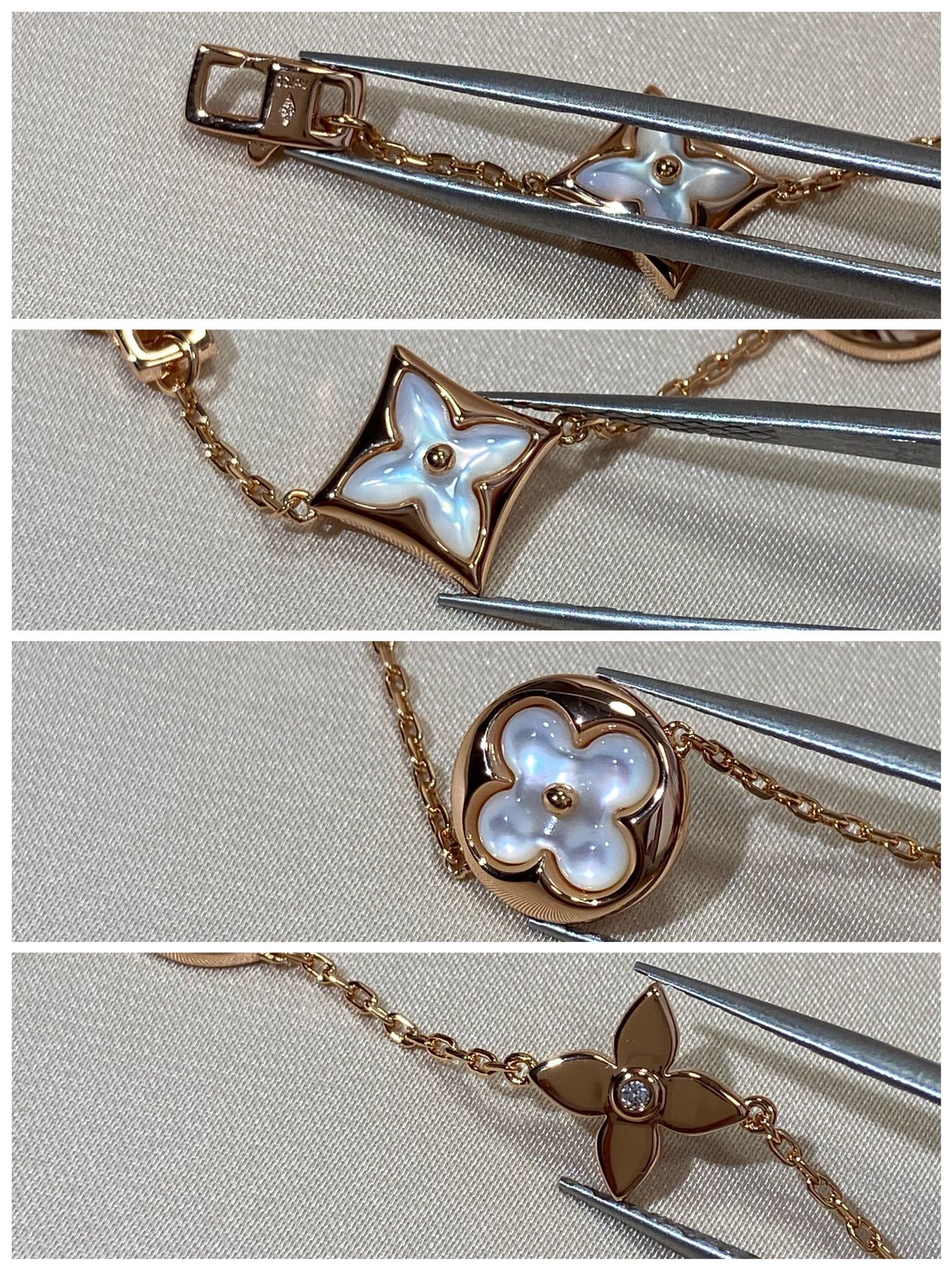 [ORA]STAR AND SUN 5 MOTIF MOP PINK GOLD BRACELET