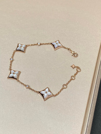 [ORA]STAR 4 MOTIF MOP DIAMOND PINK GOLD BRACELET