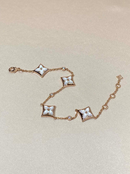 [ORA]STAR 4 MOTIF MOP DIAMOND PINK GOLD BRACELET