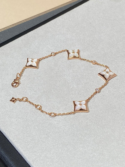 [ORA]STAR 4 MOTIF MOP DIAMOND PINK GOLD BRACELET