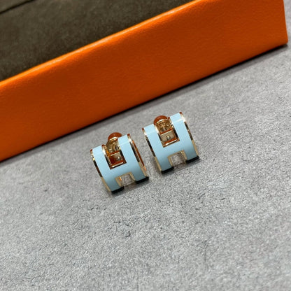 [ORA]POP H SKY BLUE STUD EARRINGS
