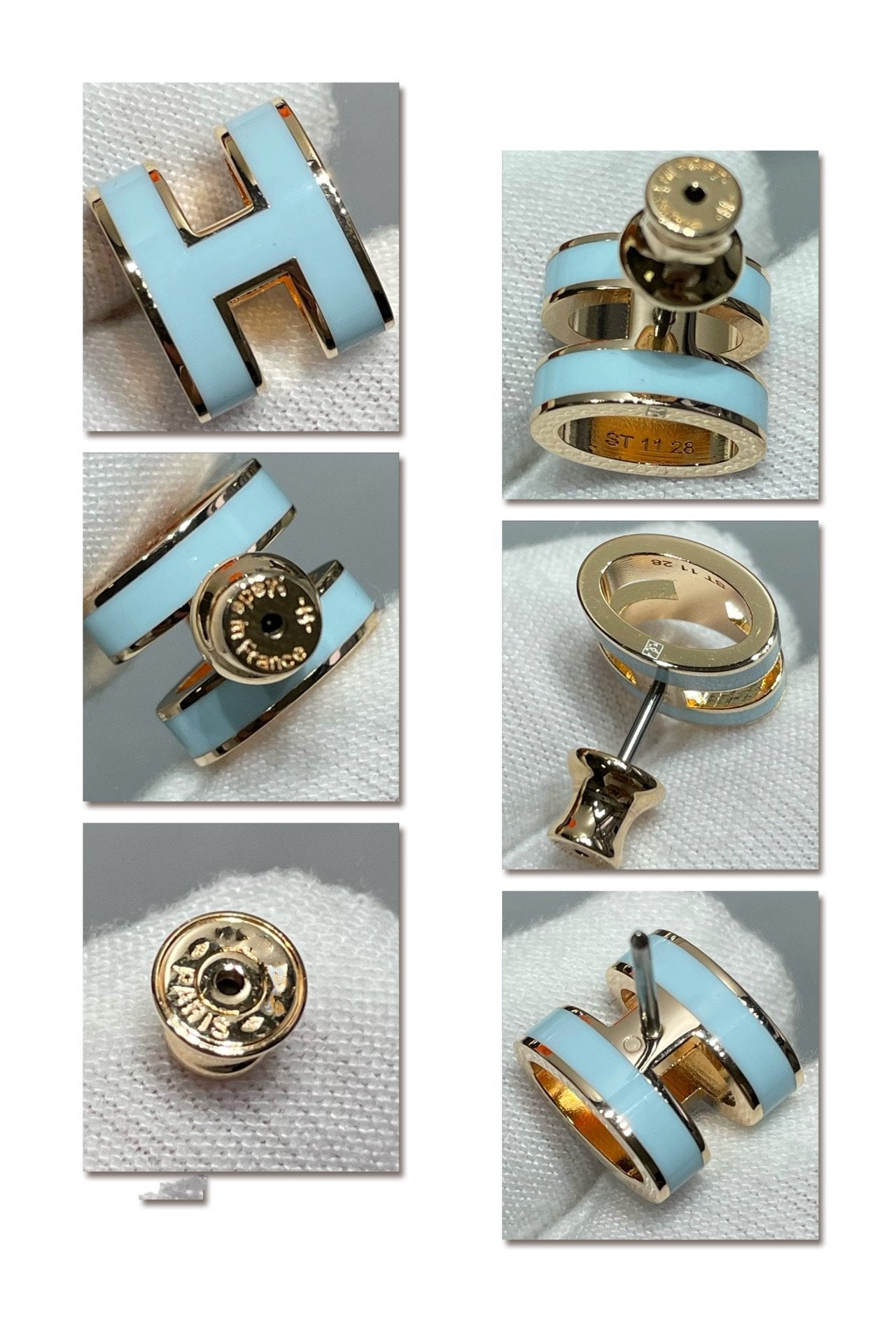 [ORA]POP H SKY BLUE STUD EARRINGS