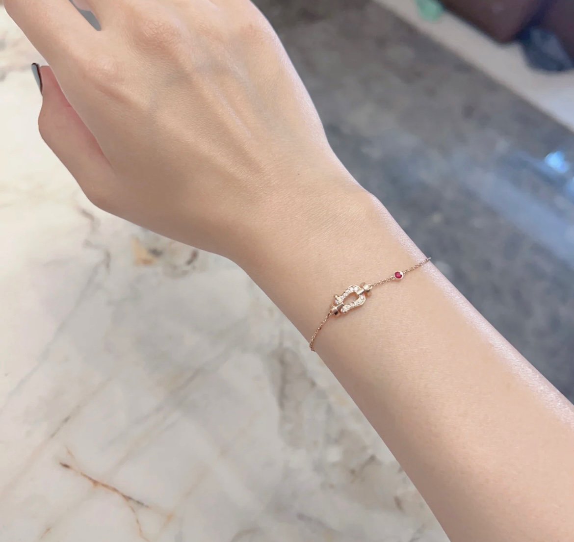 [ORA]FORCE 10 DIAMOND CHAIN LINK PINK GOLD BRACELET