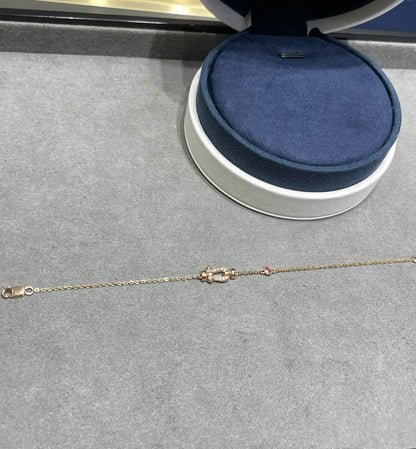 [ORA]FORCE 10 DIAMOND CHAIN LINK PINK GOLD BRACELET