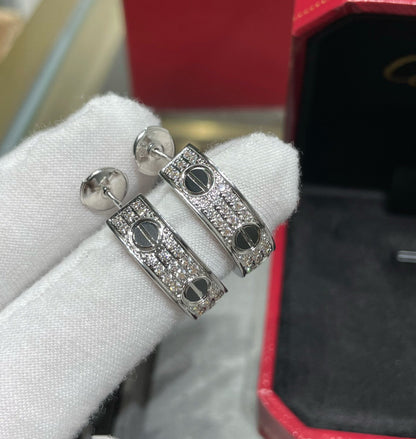 [ORA]LOVE CERAMIC DIAMOND PAVED SILVER EARRINGS