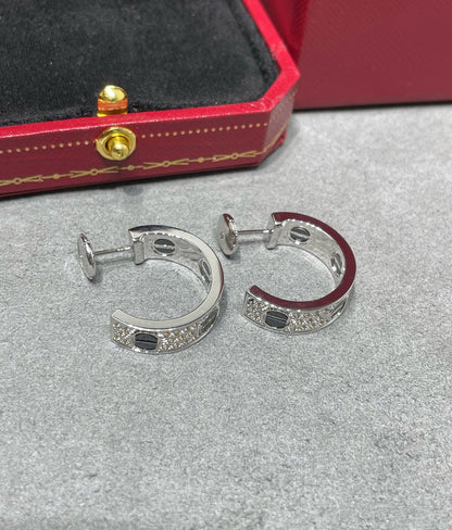 [ORA]LOVE CERAMIC DIAMOND PAVED SILVER EARRINGS