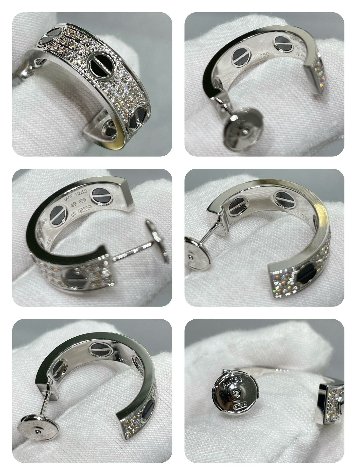 [ORA]LOVE CERAMIC DIAMOND PAVED SILVER EARRINGS