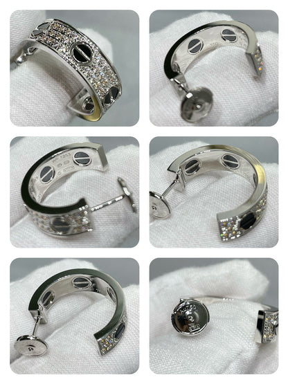 [ORA]LOVE CERAMIC DIAMOND PAVED SILVER EARRINGS