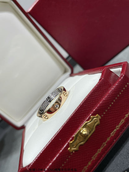 [ORA]LOVE PINK GOLD SILVER DIAMOND DOUBLE RING