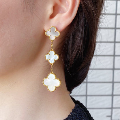 [ORA]CLOVER MOP 3 MOTIFS GOLD EARRINGS