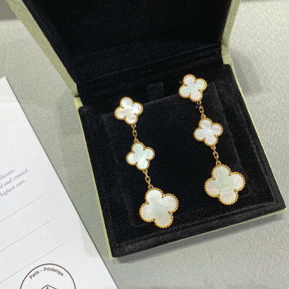 [ORA]CLOVER MOP 3 MOTIFS GOLD EARRINGS