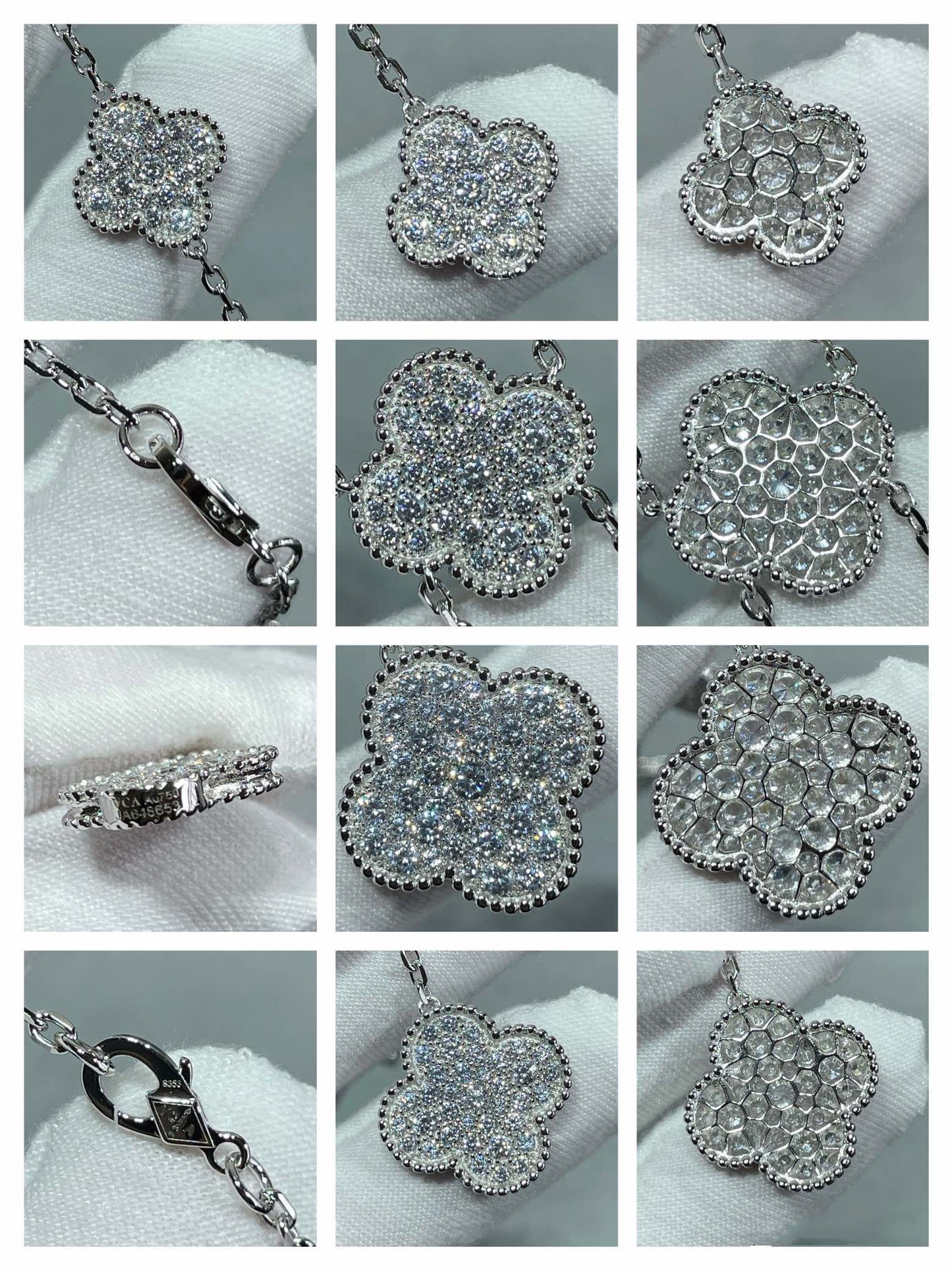 [ORA]CLOVER 6 MOTIV DIAMANT-PAVIERTE HALSKETTE