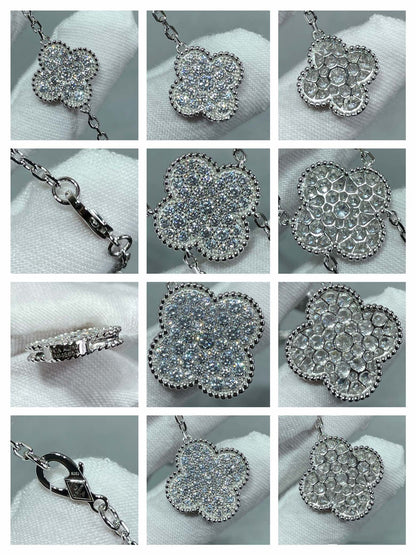 [ORA]CLOVER 6 MOTIV DIAMANT-PAVIERTE HALSKETTE