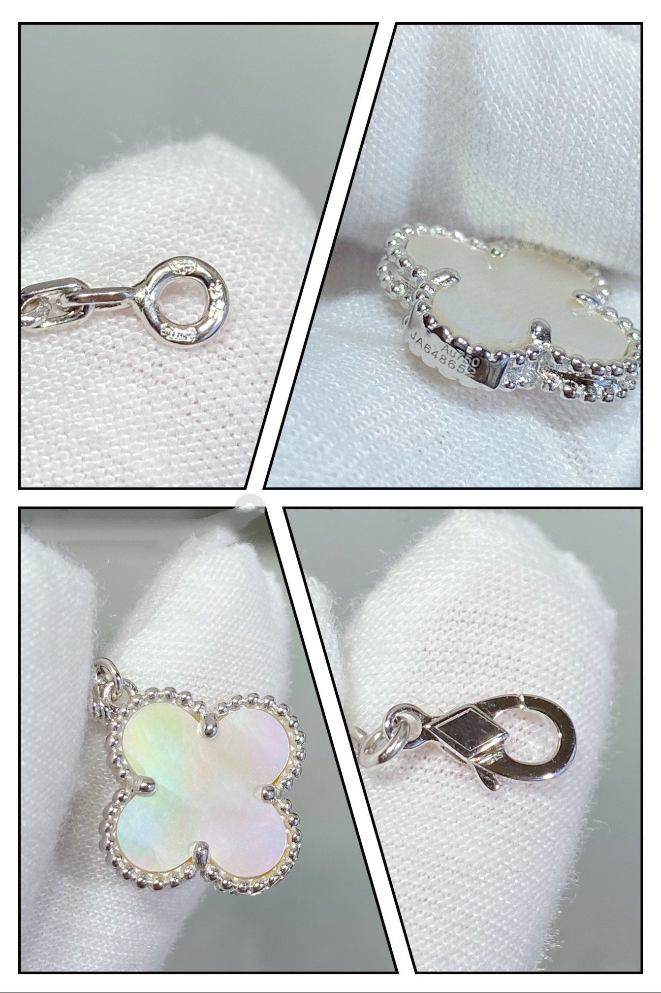 [ORA]CLOVER 5 MOTIF WHITE MOP SILVER BRACELET