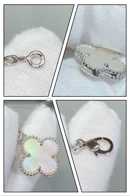 [ORA]CLOVER 5 MOTIF WHITE MOP SILVER BRACELET