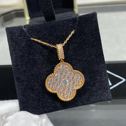 [ORA]KLEE 25MM GROSSER ANHÄNGER MIT DIAMANTPAVÉ LANGER HALSKETTE