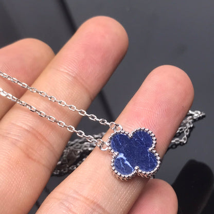 [ORA]CLOVER PIETERSIT SILBER LANGE HALSKETTE