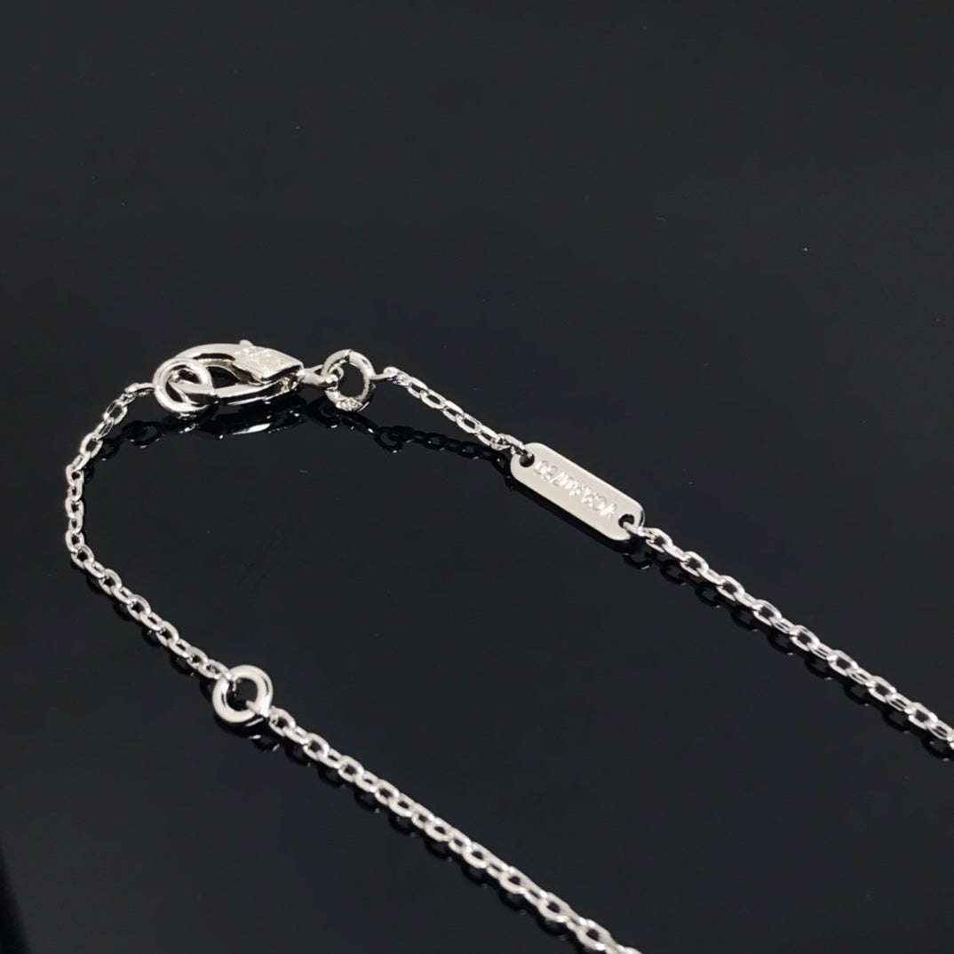 [ORA]CLOVER PIETERSIT SILBER LANGE HALSKETTE