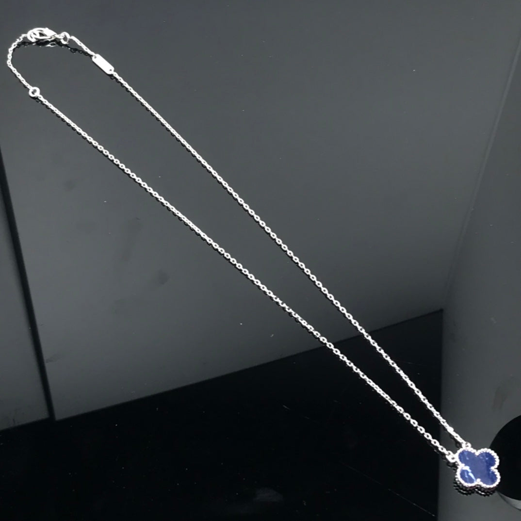 [ORA]CLOVER PIETERSIT SILBER LANGE HALSKETTE