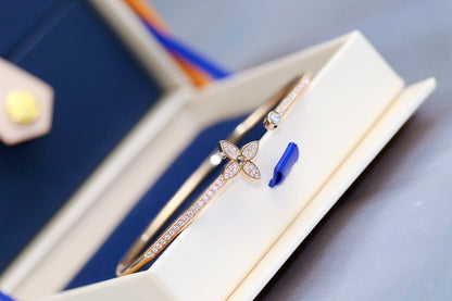 [ORA]IDYLLE PINK GOLD OPEN BRACELET DIAMOND PAVED