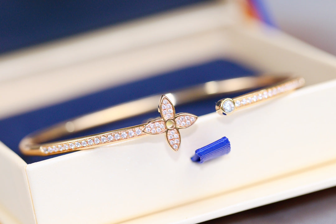 [ORA]IDYLLE PINK GOLD OPEN BRACELET DIAMOND PAVED