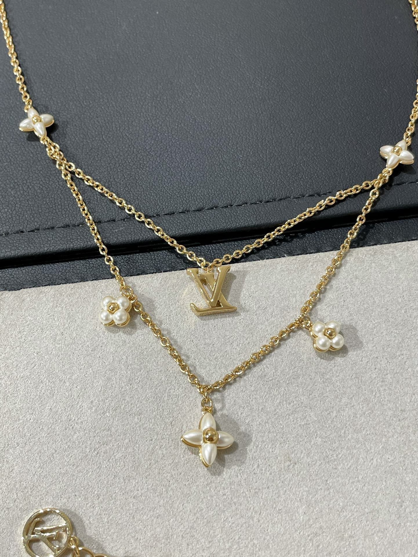 [ORA]FLOWERGRAM GOLD MOP DOUBLE ROW NECKLACE