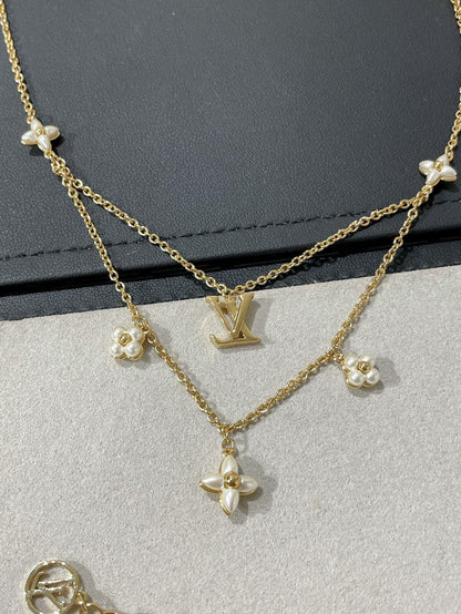 [ORA]FLOWERGRAM GOLD MOP DOUBLE ROW NECKLACE
