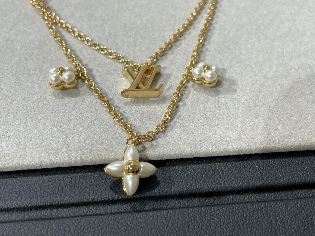 [ORA]FLOWERGRAM GOLD MOP DOUBLE ROW NECKLACE