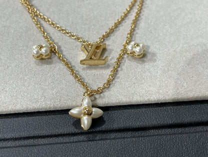 [ORA]FLOWERGRAM GOLD MOP DOUBLE ROW NECKLACE