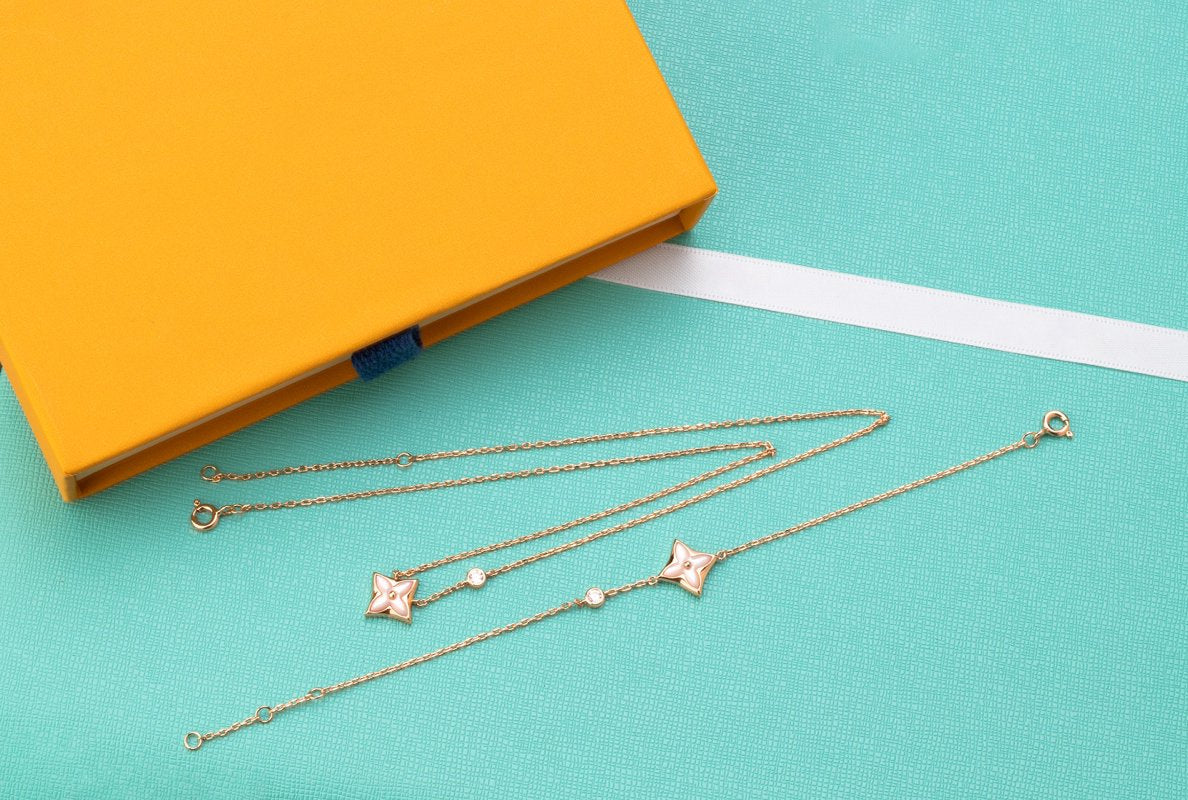 [ORA]STAR PINK MOP 1 DIAMOND PINK GOLD NECKLACE