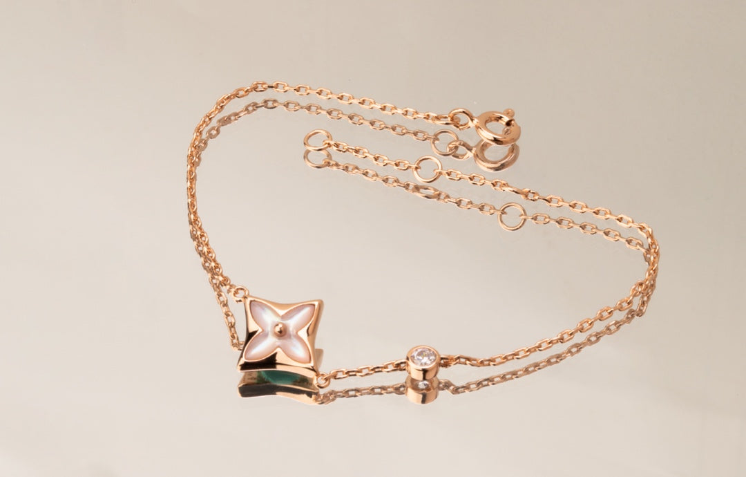 [ORA]STAR PINK MOP 1 DIAMOND PINK GOLD NECKLACE