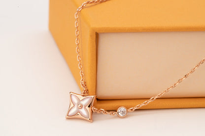 [ORA]STAR PINK MOP 1 DIAMOND PINK GOLD NECKLACE