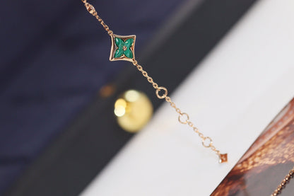 [ORA]STAR AND SUN 4 MOTIF PINK GOLD MALACHITE BRACELET